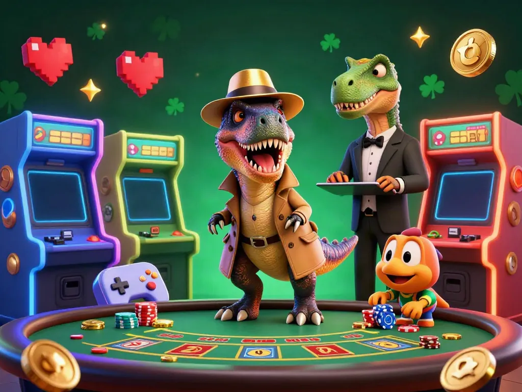 Experience the excitement of NK88 with a clever velociraptor card counter at a blackjack table.