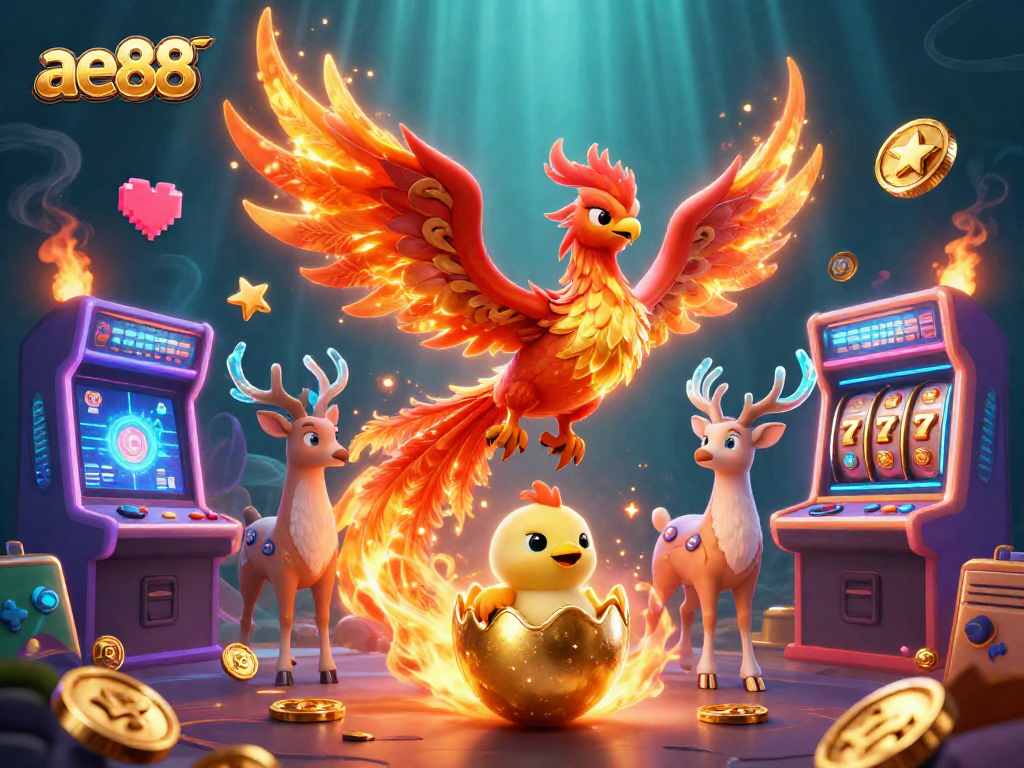 ae88 players engage with dynamic casino elements in an ultra-detailed 3D illustration scene.