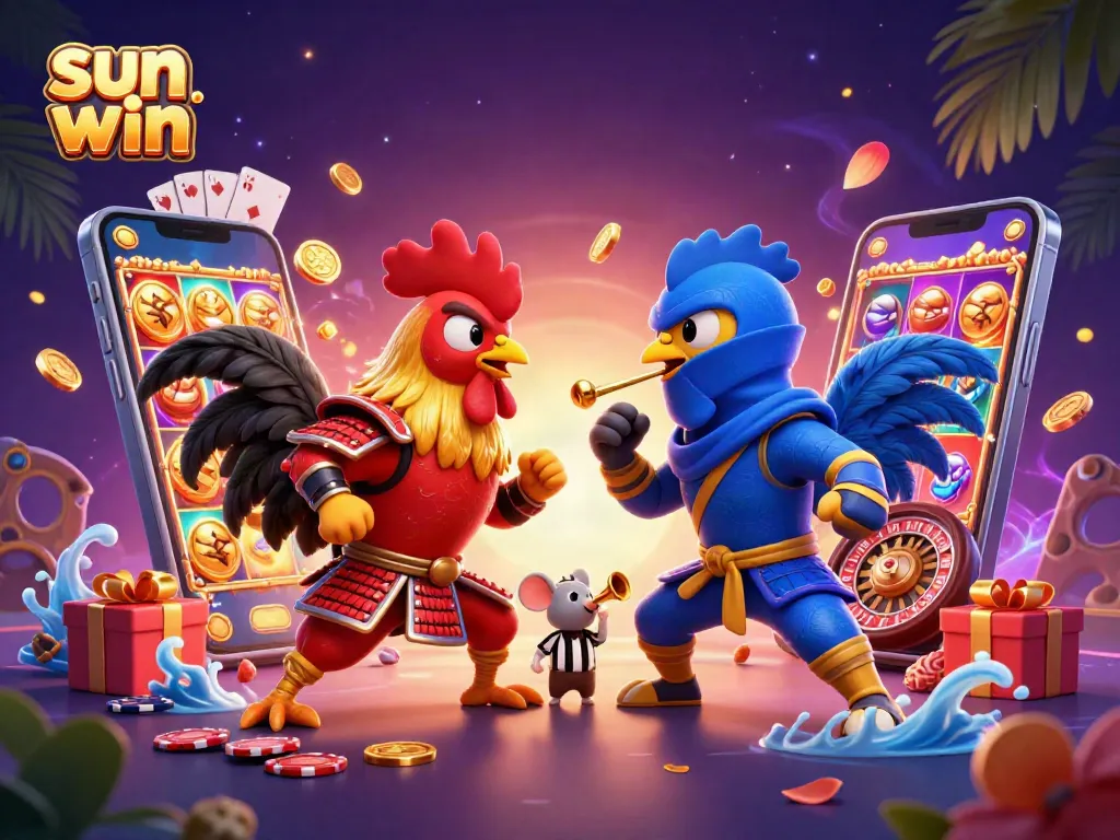 Engage in exciting gameplay with sun win as roosters battle over golden jackpots and coins.