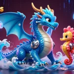 Win big with stellarspins in this vibrant casino scene featuring dragons and slot machines.