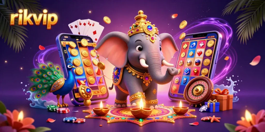 Experience thrilling games at rikvip with dynamic casino elements and festive visuals.