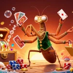Experience excitement at slot777 with a vivid illustration of card games, colorful gems, and dynamic casino elements.