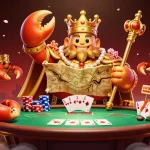 Playtable setup at general blog casino featuring a crowned crab emperor illustrating gaming excitement.
