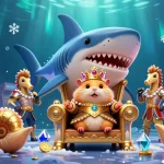 Engage with the vibrant 11win gaming scene featuring a hamster king and seahorse guards.