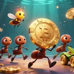 Engage in a sunwin casino adventure with ants carrying a poker chip and a grasshopper getaway.