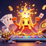 Experience sunwin20's thrilling eruption of treasures in this vibrant casino-themed illustration.