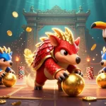 Experience thrilling action at sunwint1 with pangolins bowling through poker chips and golden confetti.