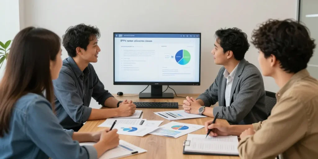 Local IPTV reseller discussing services with trusted provider, community-focused